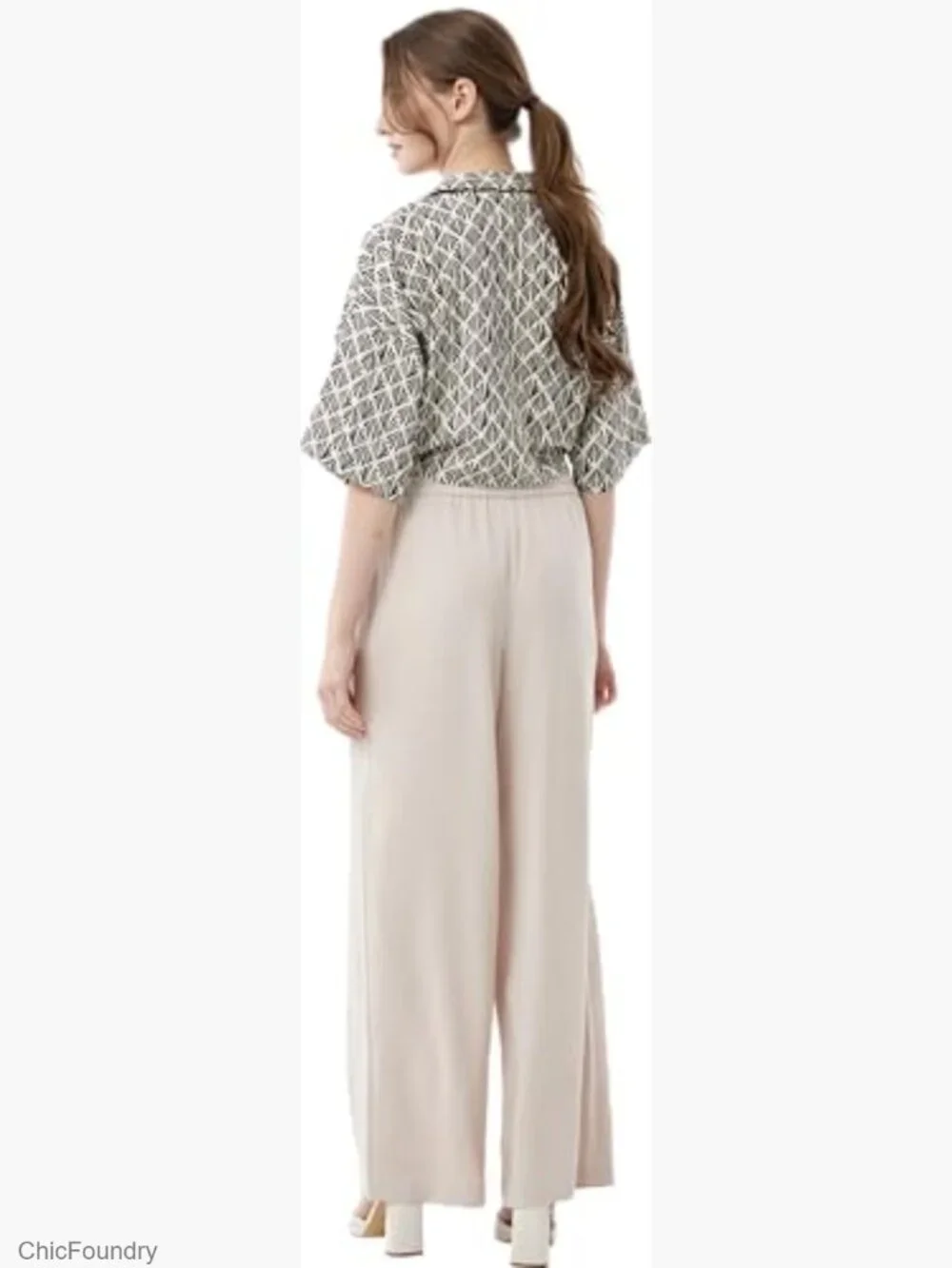 Lightweight Crinkle Palazzo Pants with Adjustable Strap - Picture 5 of 7